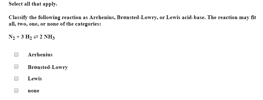Solved: Select All That Apply Classify The Following React... | Chegg.com
