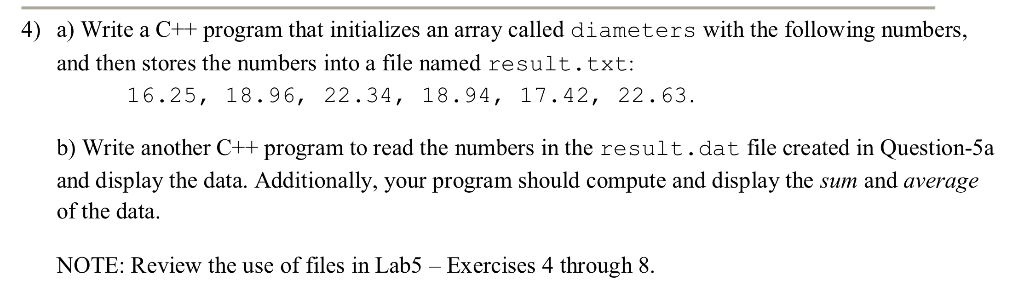 Solved 4) a) Write a C++program that inializes an array | Chegg.com