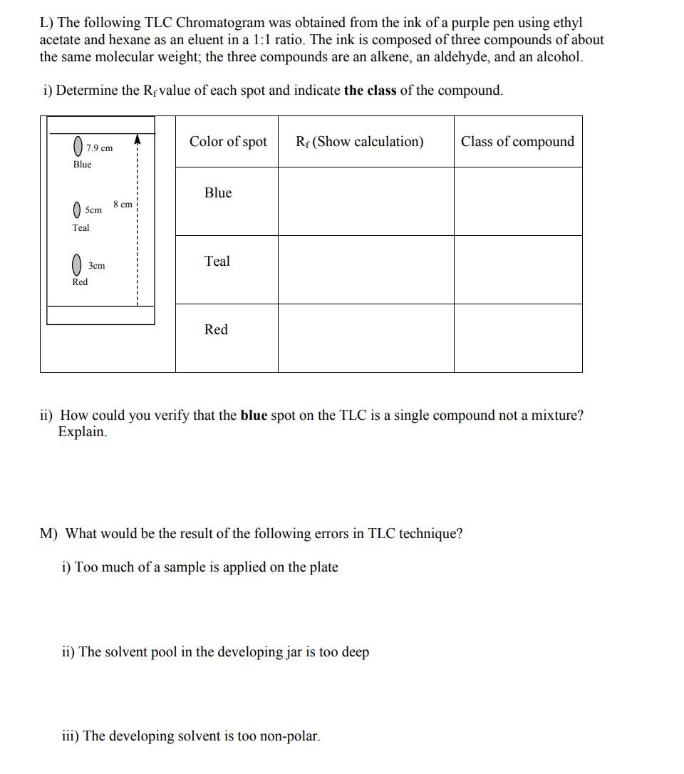 Solved CHEM 261 SAMPLE LABORATORY EXAMINATION QUESTIONS The | Chegg.com
