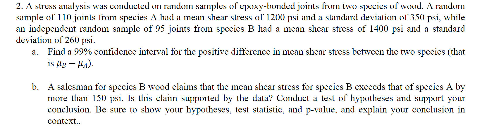 Solved 2 A Stress Analysis Was Conducted On Random Samples Chegg Solved 2 A Stress Analysis Was Conducted On Random Samples Chegg