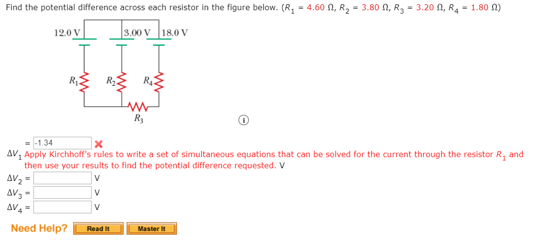 Solved Find The Potential Difference Across Each Resistor In | Chegg.com