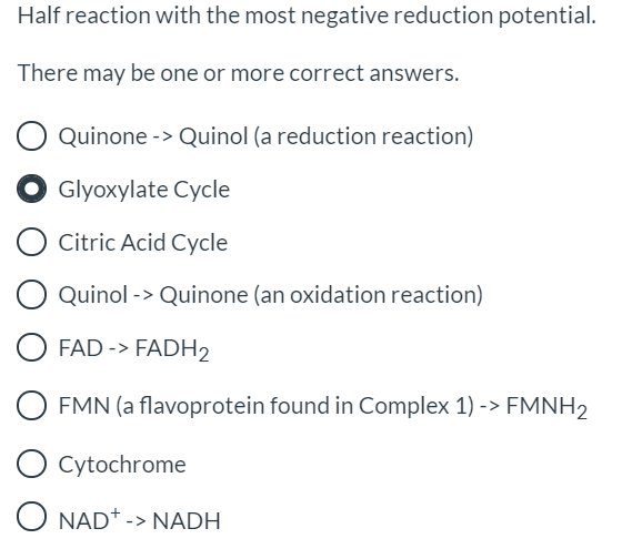 Solved Half reaction with the most negative reduction | Chegg.com