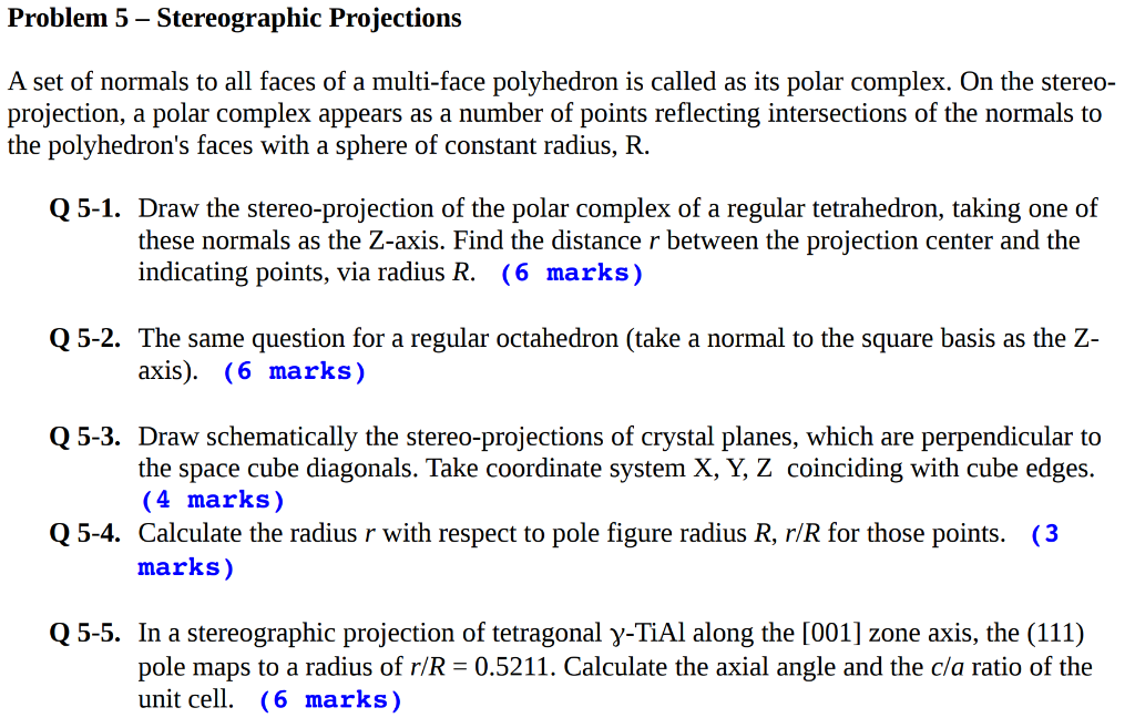 Solved Problem 5 - Stereographic Projections A set of | Chegg.com