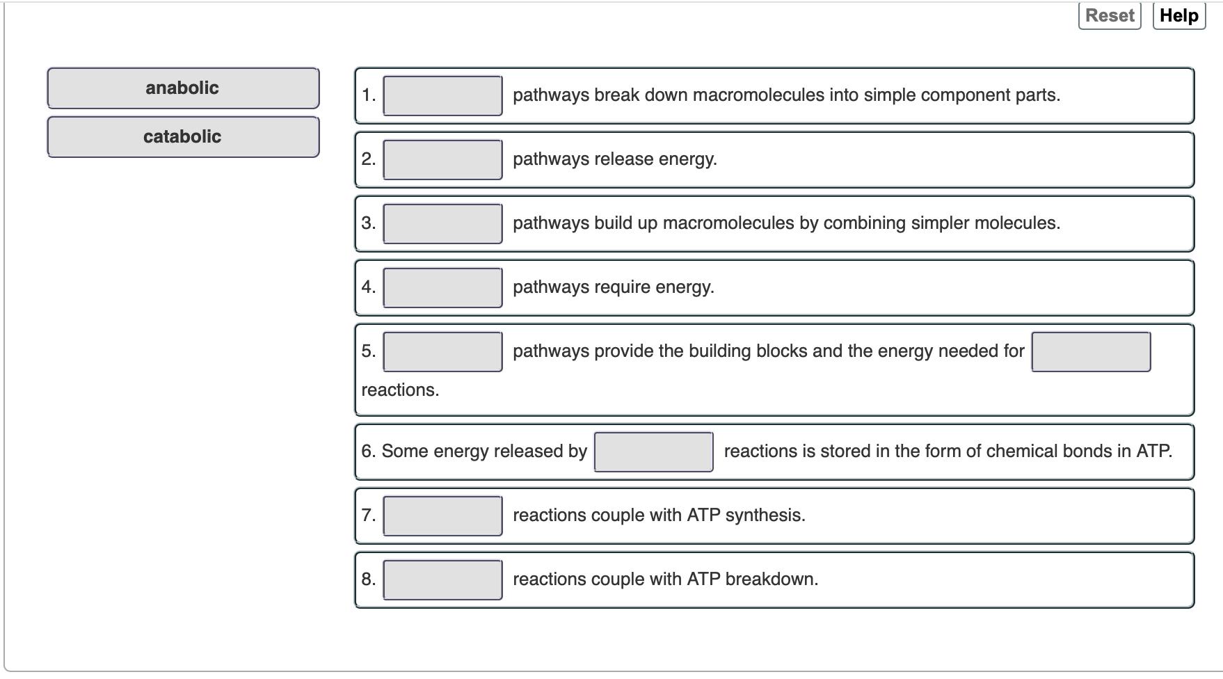 Reset Help Anabolic Pathways Break Down Chegg Com