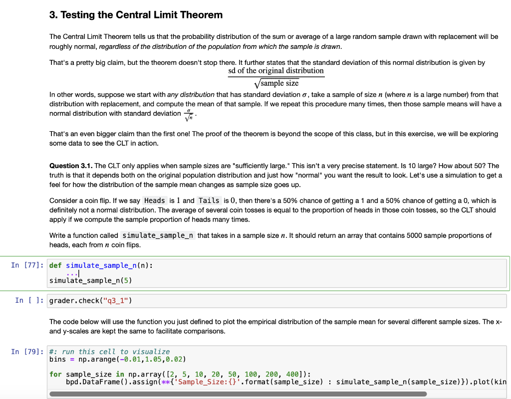 Solved 3. Testing The Central Limit Theorem The Central | Chegg.com