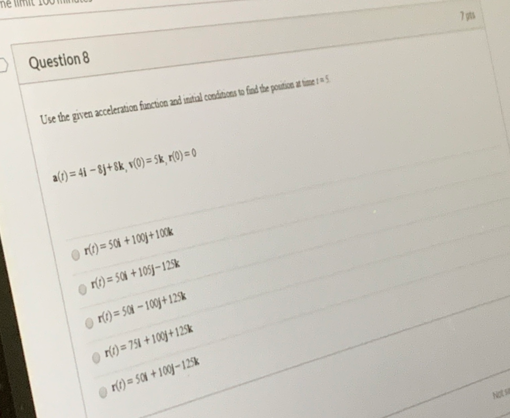 Solved ne mit 10 705 > Question 8 Use the given acceleration | Chegg.com