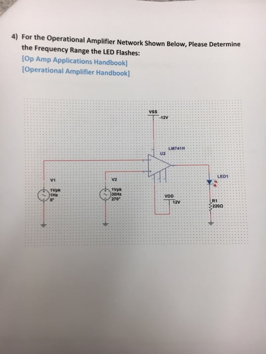 Solved ) For the Operational Amplifier Network Shown Below,