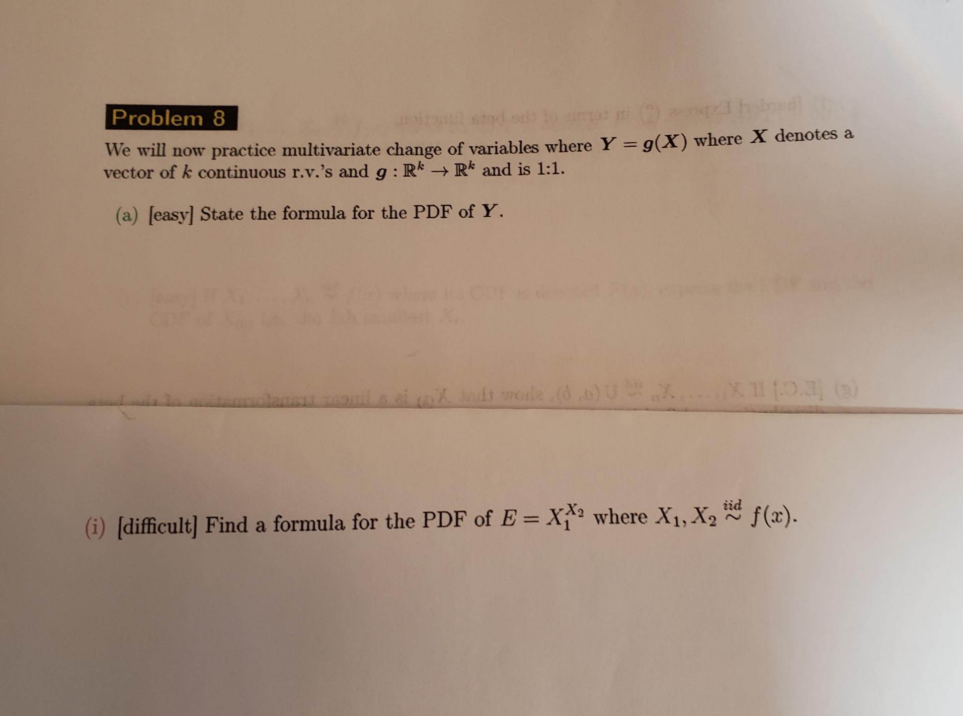Solved Problem 8 We will now practice multivariate change of | Chegg.com