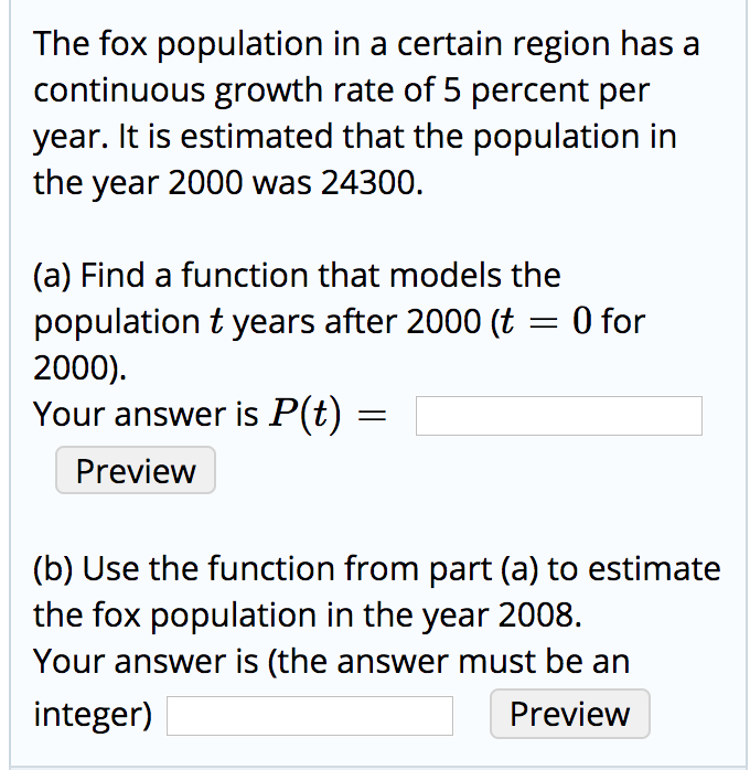 Solved The fox population in a certain region has a | Chegg.com