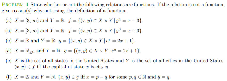 Solved Problem 4 State Whether Or Not The Following Relat Chegg Com