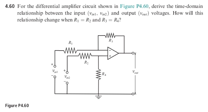 Solved 4.60 ﻿For the differential amplifier circuit shown in | Chegg.com