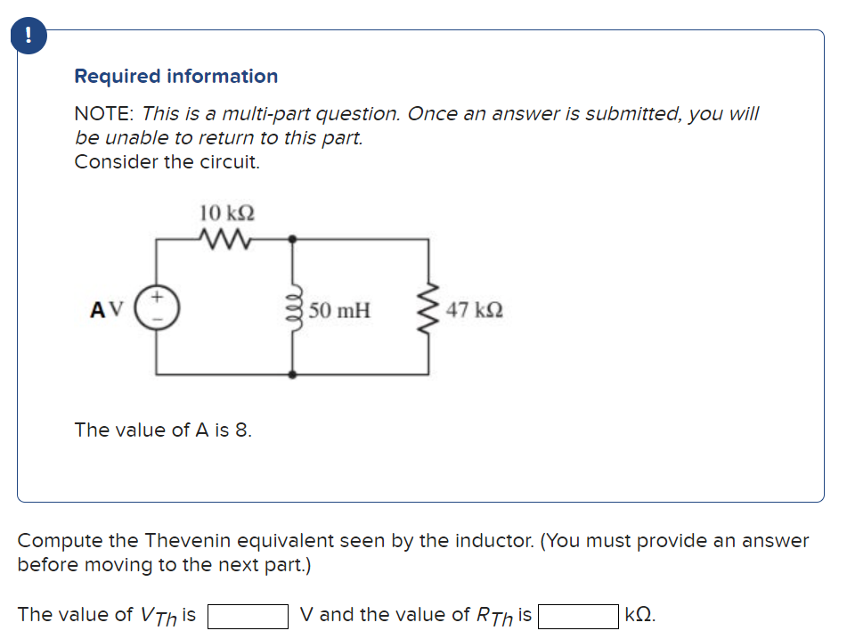 Solved Required information NOTE: This is a multi-part | Chegg.com