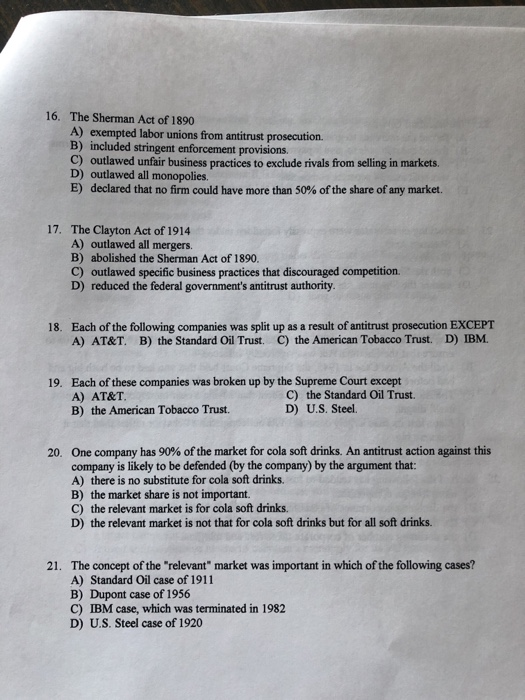 Sherman Antitrust Act Document
