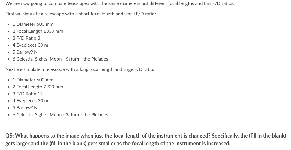 Solved We are now going to compare telescopes with the same