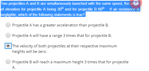 Solved Two Projectiles A And B Are Simultaneously Launched | Chegg.com