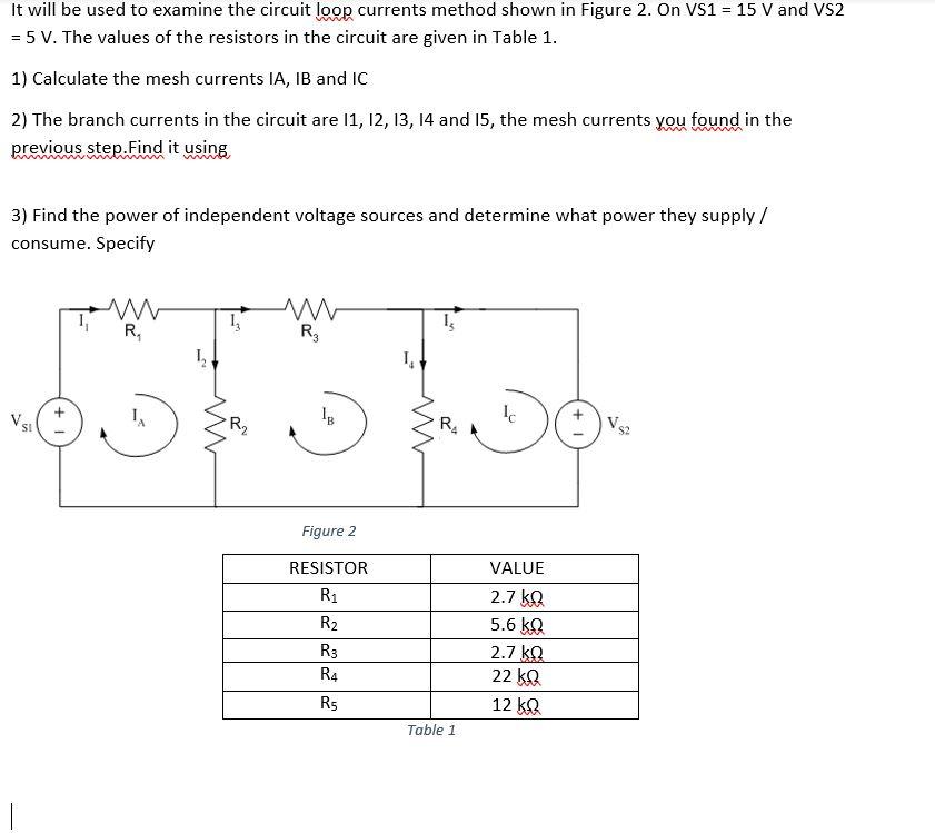 Solved It will be used to examine the circuit loop currents | Chegg.com