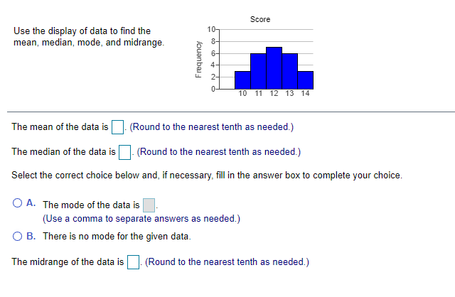 Solved Score Use the display of data to find the mean, | Chegg.com