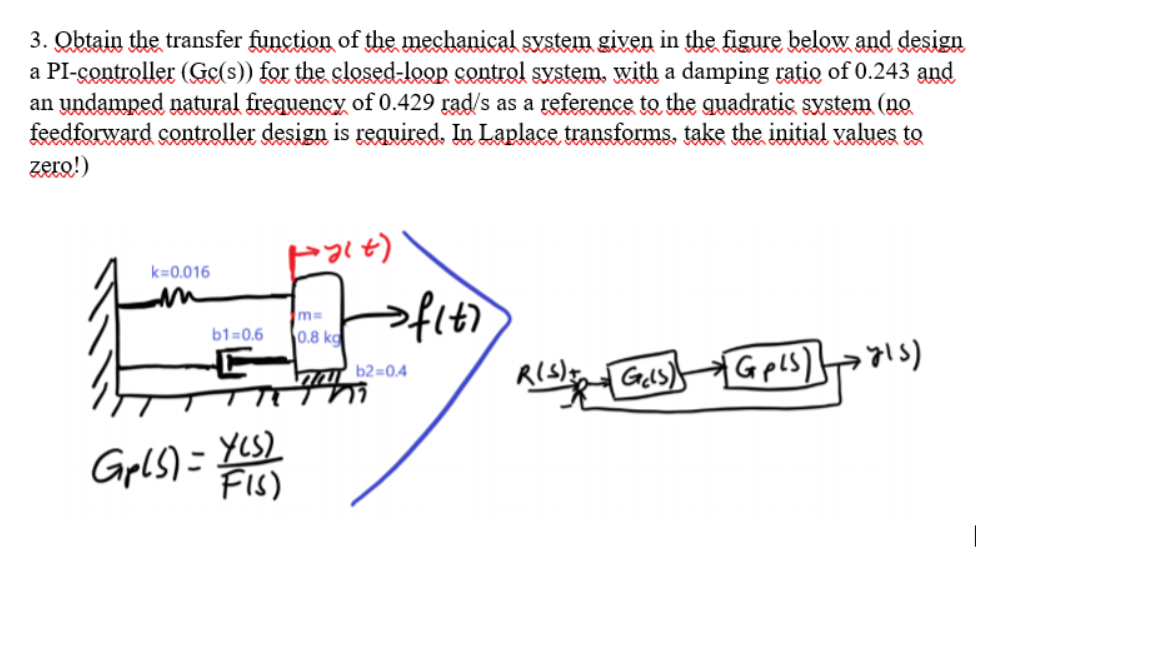 Solved 3. Obtain the transfer function of the mechanical | Chegg.com