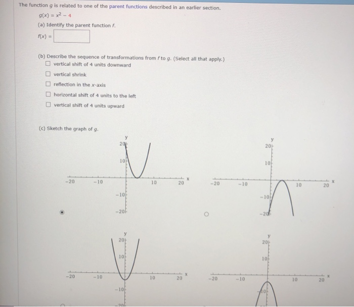 Solved The function g is related to one of the parent | Chegg.com