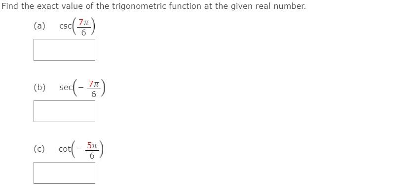 Solved Find the exact value of the trigonometric function at | Chegg.com