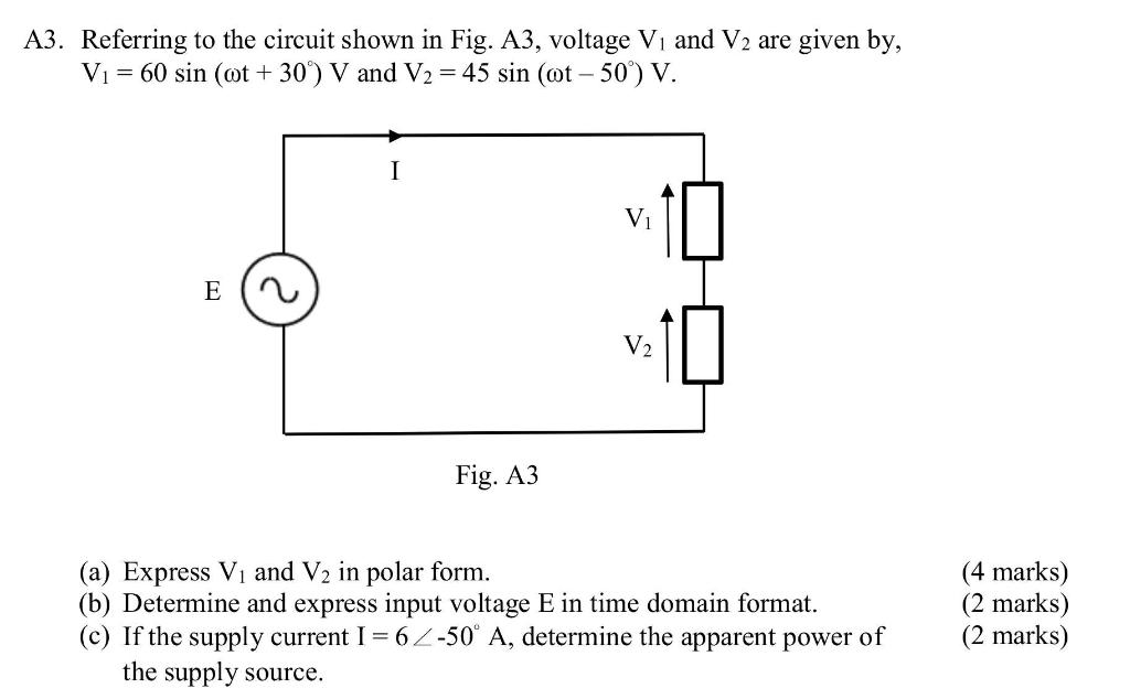 Solved 43. Referring to the circuit shown in Fig. A3, | Chegg.com