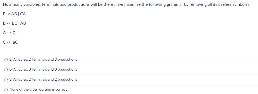 Solved How many variables, terminals and productions will be | Chegg.com