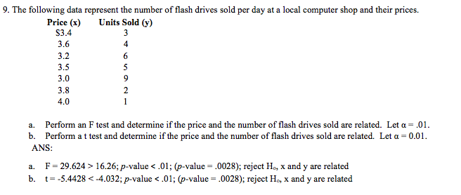 Solved 9. The following data represent the number of flash | Chegg.com