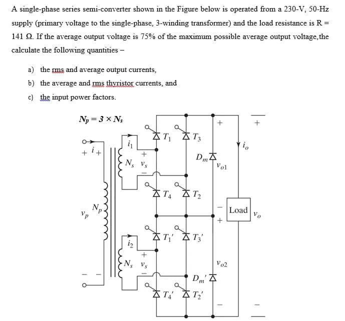 Solved A singlephase series semiconverter shown in the