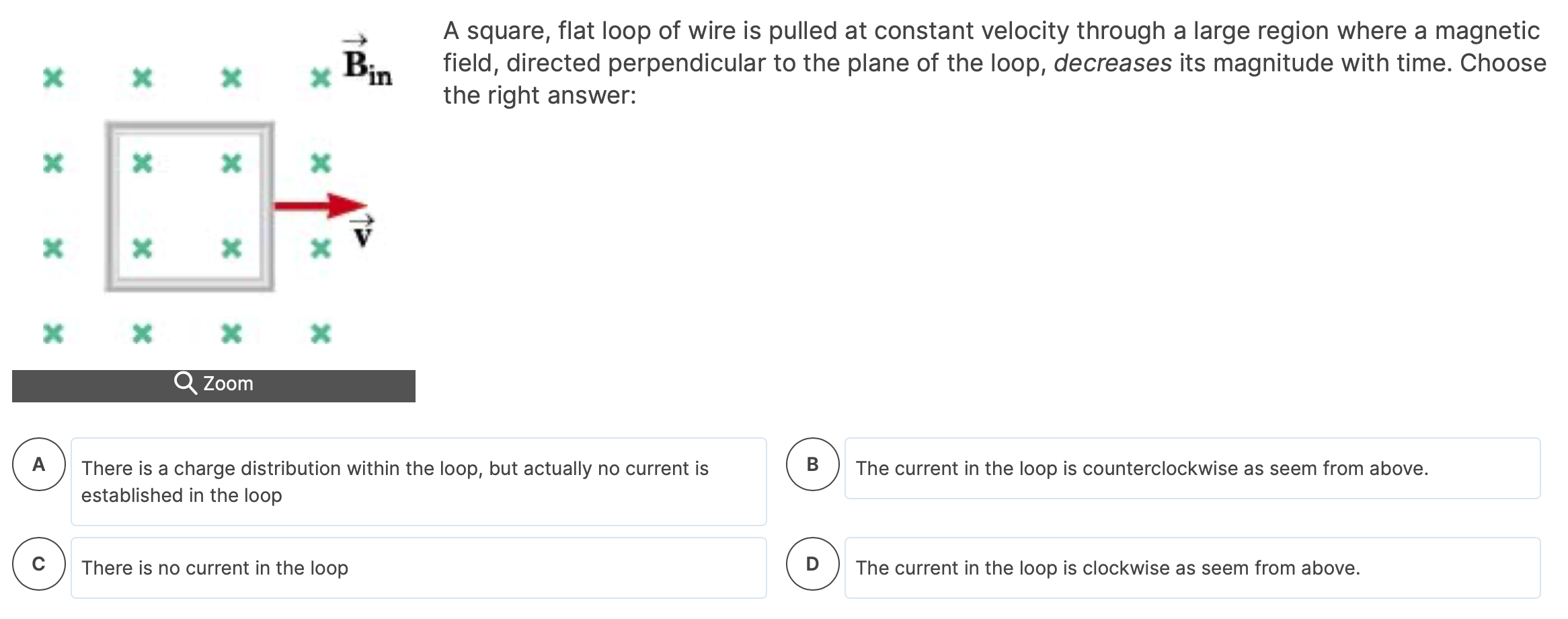 Solved A square, flat loop of wire is pulled at constant | Chegg.com