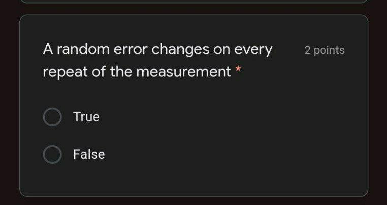 Solved 2 points A random error changes on every repeat of | Chegg.com