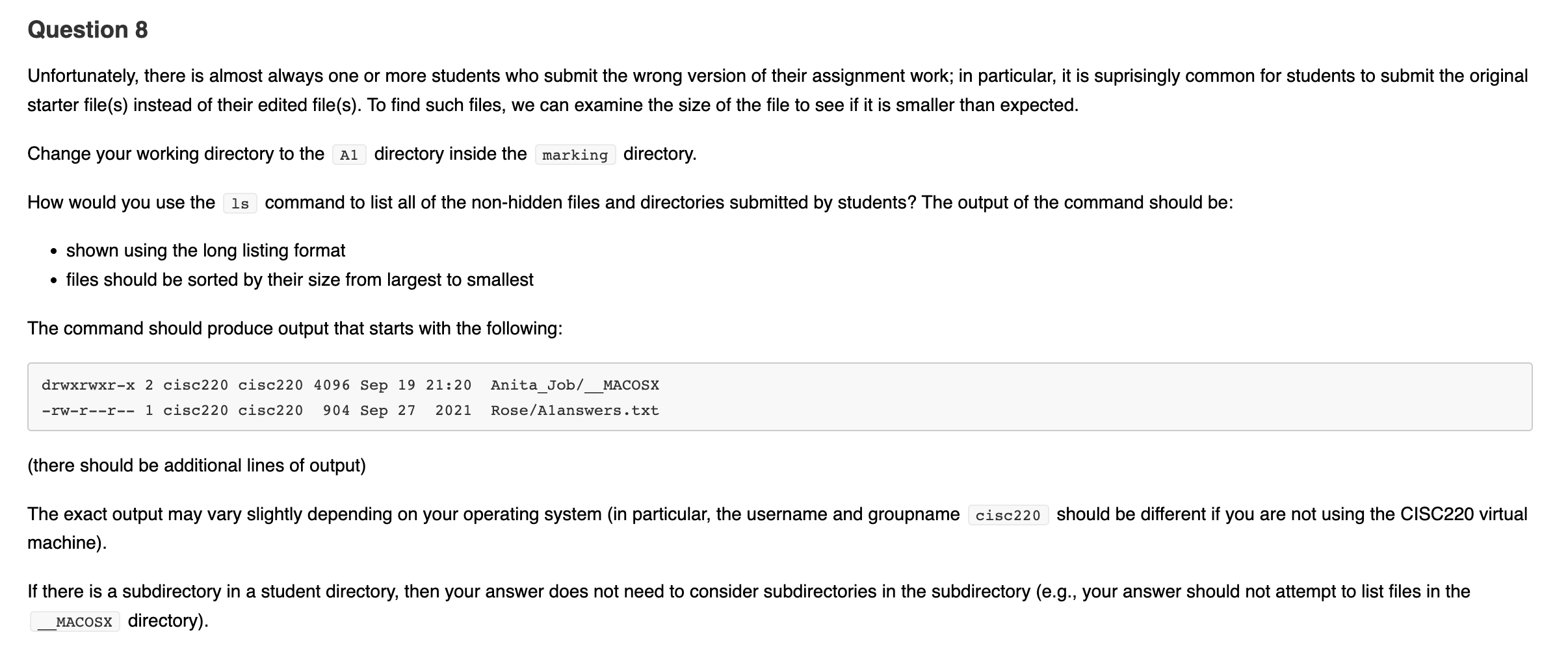 Solved Cisc2 Assignment 1 Bash Commands Redirection Chegg Com