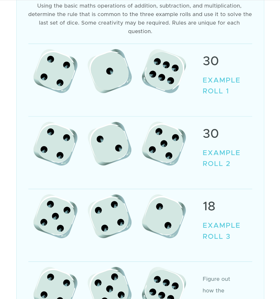 Using the basic maths operations of addition, subtraction, and multiplication, determine the rule that is common to the three