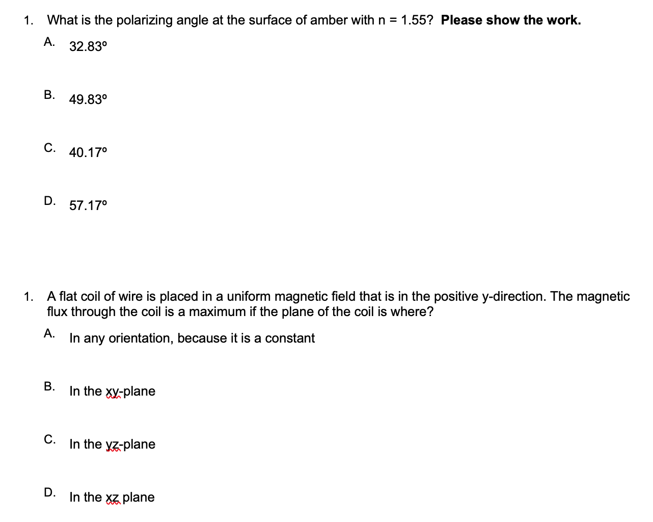 Solved 1. What is the polarizing angle at the surface of | Chegg.com