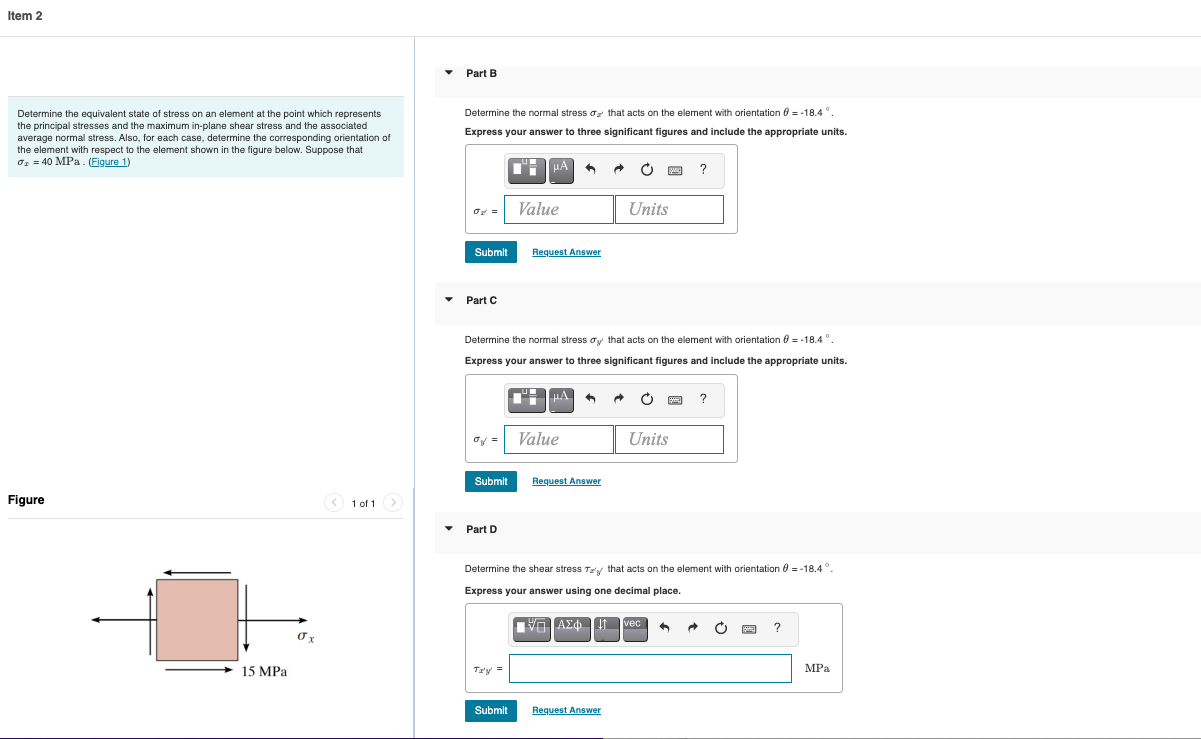 Solved Item 2 Part B Determine the equivalent state of | Chegg.com