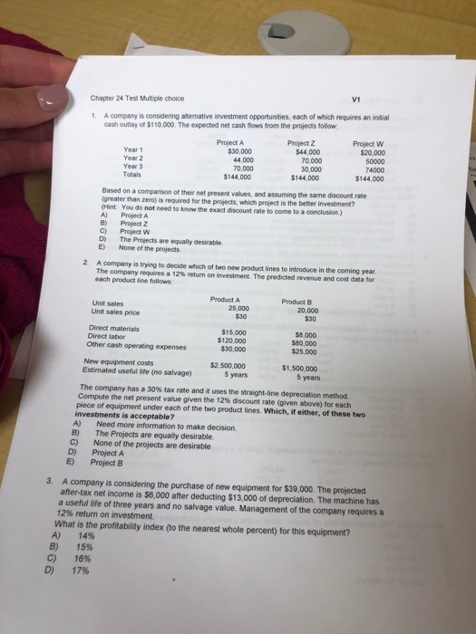 Solved V1 Chapter 24 Test Multiple choice A company is | Chegg.com