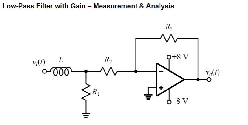 Solved Low-Pass Filter with Gain - Measurement \& | Chegg.com