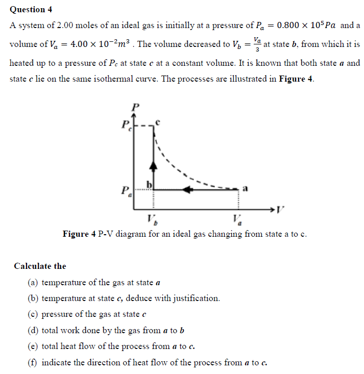 Solved Question 4 A system of 2.00 moles of an ideal gas is | Chegg.com
