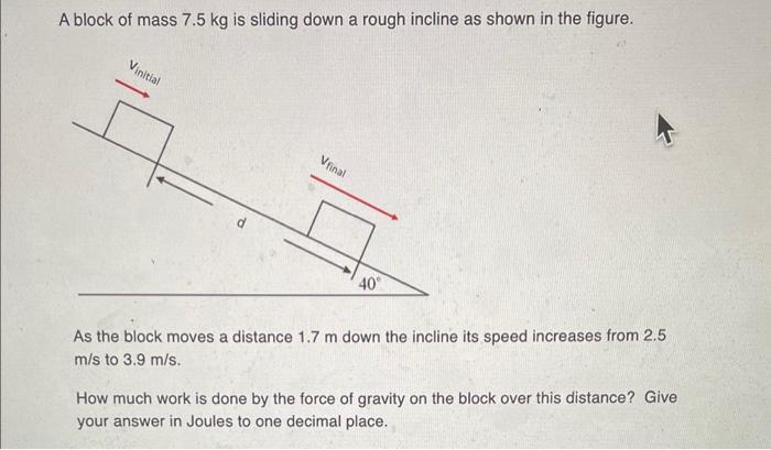 Solved A block of mass 7.5 kg is sliding down a rough | Chegg.com