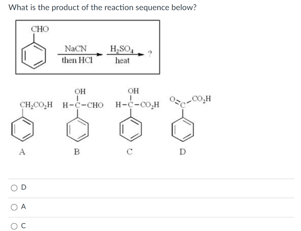 Solved What is the product of the reaction sequence below? | Chegg.com