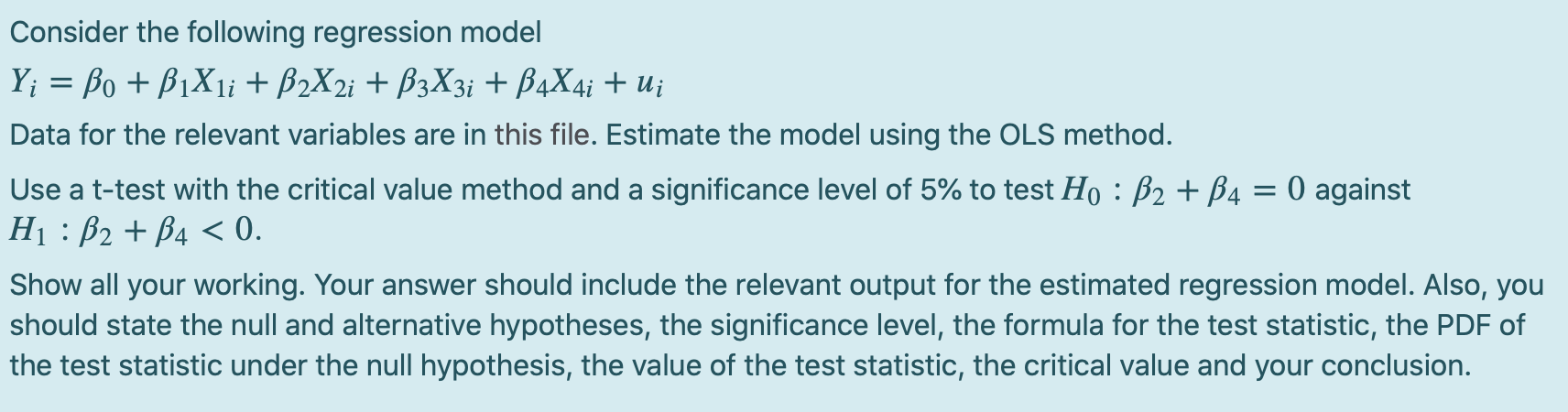Solved Consider the following regression model Y; = Bo + | Chegg.com