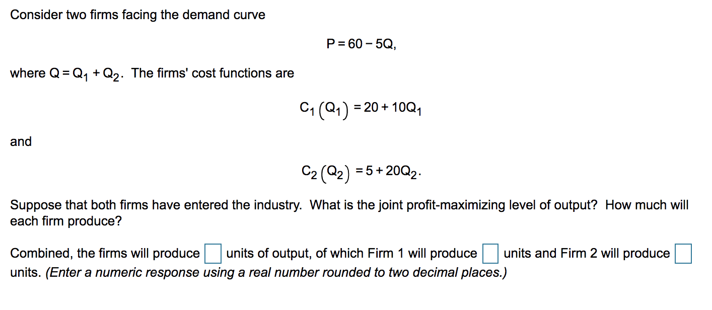 Solved Consider Two Firms Facing The Demand Curve P= 60 - | Chegg.com