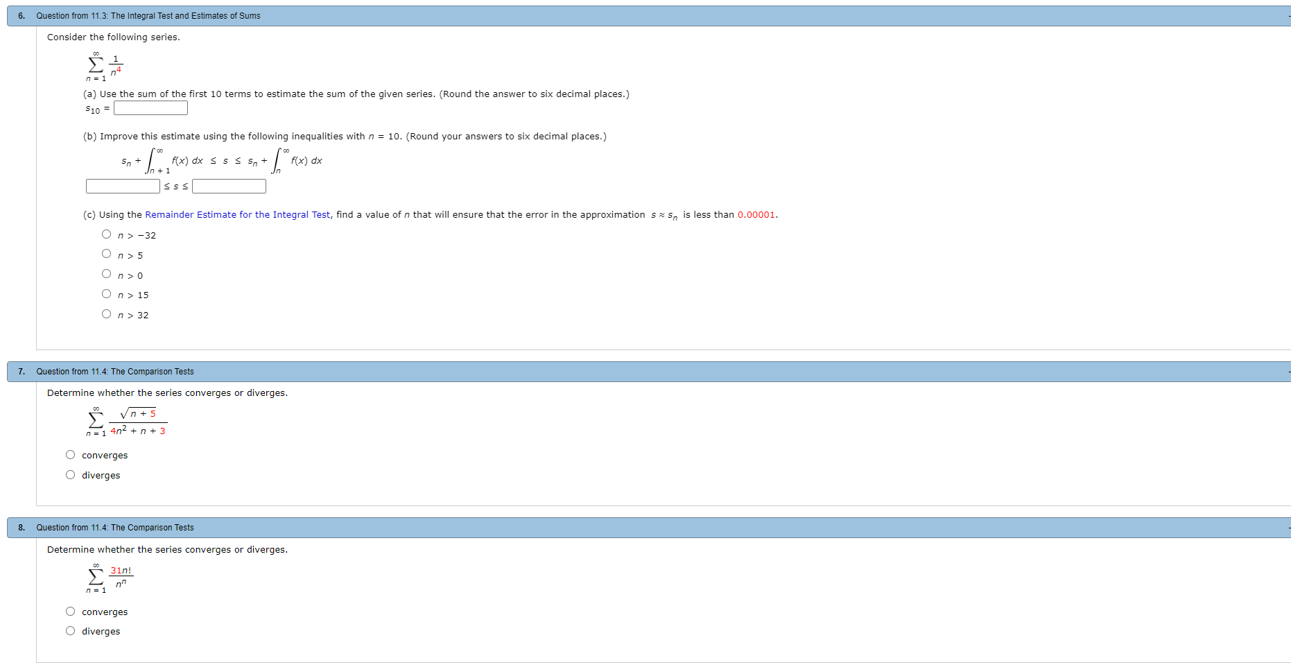 Solved 6. Question from 11.3: The Integral Test and | Chegg.com