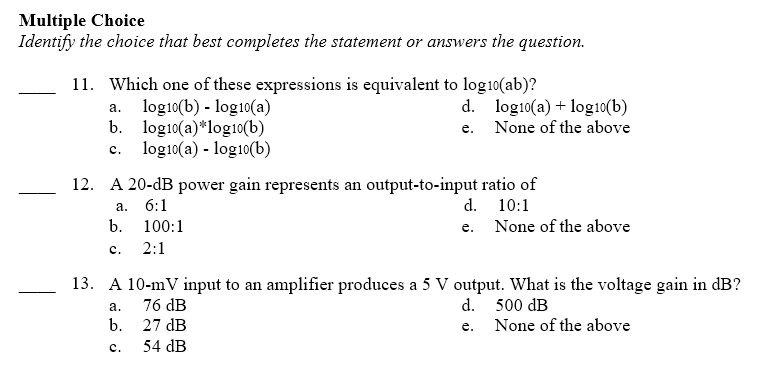 Solved Multiple Choice Identify the choice that best | Chegg.com