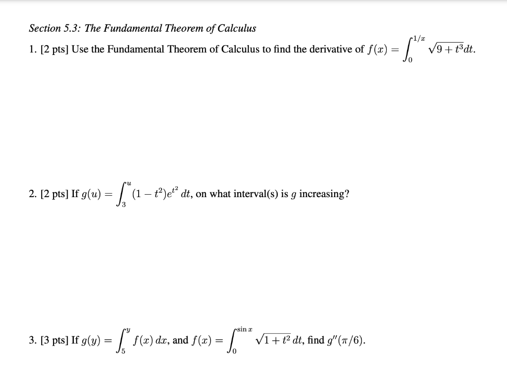 Solved Section 5.3: The Fundamental Theorem Of Calculus 1/C | Chegg.com