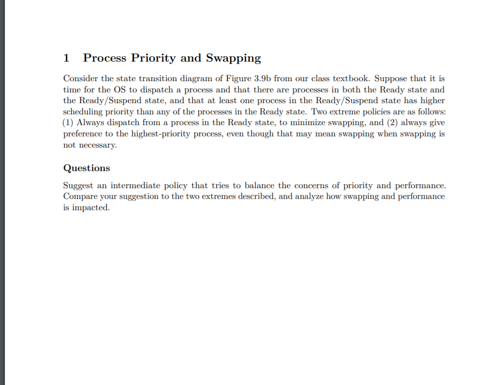Solved 1 Process Priority And Swapping Consider The State | Chegg.com