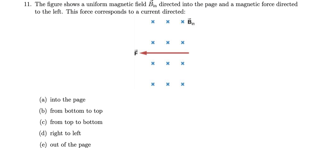 Solved 11. The figure shows a uniform magnetic field Bin | Chegg.com