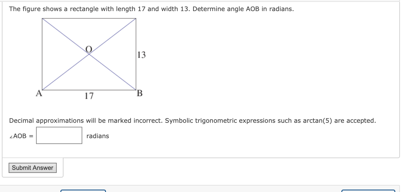 Solved The figure shows a rectangle with length 17 and width | Chegg.com