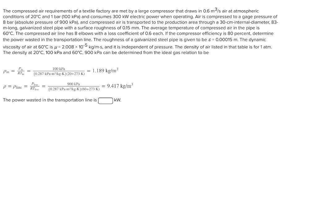Solved The compressed air requirements of a textile factory | Chegg.com