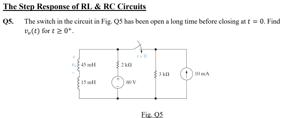 Solved The Step Response of RL ﻿& RC ﻿CircuitsQ5. ﻿The | Chegg.com