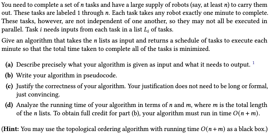 Solved You need to complete a set of n tasks and have a | Chegg.com